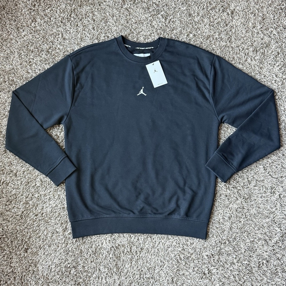Jordan Sport Crossover Dri Fit Crewneck Mens Medium Black Center Logo FV8624-010